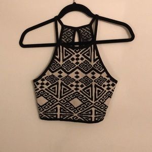 Aztec black and cream color crop top